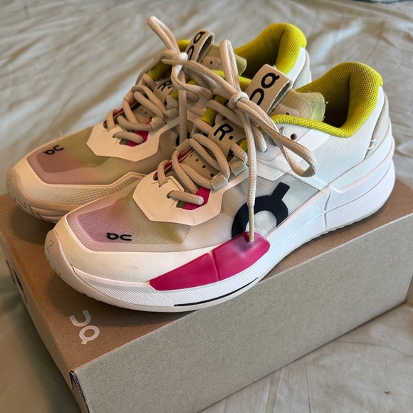 On Running Shoes - On Running Women's Athletic Shoes - White, Pink, Yellow